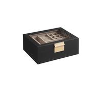 2-Layer Jewellery Box with Removable Tray, Graphite Black and Metallic Gold