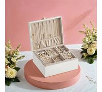 2-Layer Jewelry Box, Jewelry Storage Organizer with Handle, Removable Jewelry Tray