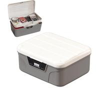 2 Layer Medicine Storage Box,Lockable Medicine Box with Code,Removable Tray,First Aid Emergency Combination Lock Container Medical Storage Organiser Bins for Home Office School Cabinet (Grey)