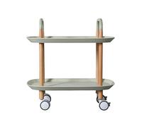 2-Layer Movable Serving Trolley Cart with Brake Solid Wood Frame ABS Plastic Rubber Wheels 25kg Load Capacity Kitchen Utility Available in 5 Colors (Green) - 58 x 37 x 59 CM