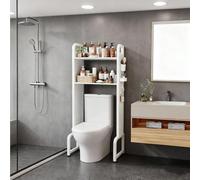 2-Layer Over-The-Toilet Storage Shelf Adjustable Bathroom nizer Cabinet Multifunctional Space-Saving Rack for Balconies and Bathrooms White