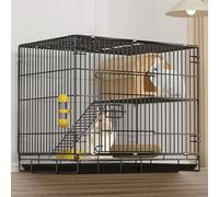 2 Layer Rabbit Hutch Indoor Bunny Cage, Metal Bunny House with a Drawable Feces Tray and Footpad, Easy Clean and Foldable, for Small Animals, 70 * 50 * 60 cm/27 * 20 * 24 in(Black)