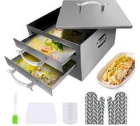 2-Layer Rice Roll Steamer, Stainless Steel Rice Noodle Roll Steamer with Acrylic Handle Steam Tray, Top Open Rice Noodle Roll Machine, for Chinese Cheung Fun Changfen Cuisine Recipes Cookware