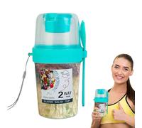 2 Layer Salad Cup To Go - Leak-Proof Overnight Oats Container, Cereal And Milk Travel Bowl, Meal Prep Jar, Dishwasher Safe Lunch Pot For Yogurt & Fruits | For Travel