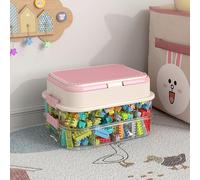2-Layer Stackable Building Block Toy Storage Organizer Box - Handle with Building Plate Lid & Removable Sorting Trays Cubby Bins
