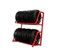 2 Layer Sturdy Tire Display Shelving Unit | Storage Rack Tires Stand for Garage Workshop Warehouse(Red)