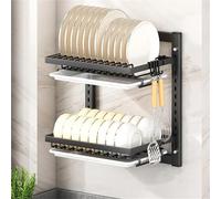 2 Layer Wall-Mounted Dish Drying Rack - Rust-Proof Kitchen Sink nizer No Drill Compact Storage Solution (36cm Shelf Only)