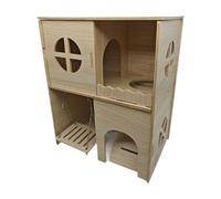 2 Layer Wooden Hamster House Hut for Chinchilla Small Pet Syrian Hamsters