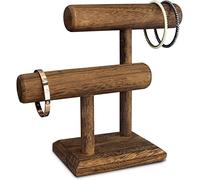 2-Layer Wooden Jewelry, Bracelet, Watch Display Stand, Bracelet, Headband and Necklace Rack Storage Rack, 7.9 inches Wide x 4.3 inches deep x 9.4 inches high (Brown)