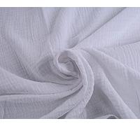 2-Layered Gauze Soft Crinkle Cotton Muslin Fabric 135cm Wide by Meter (White)