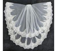 2 Layers Bridal Wedding Veils With Comb 75 CM Short Elbow Length Applique Lace Edge-Ivory-300cm
