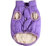 2 Layers Fleece Lined Super Warm Dog Jacket for Winter Cold Weather,Extra Soft Puppy Vest Windproof Doggie Coat by JoyDaog,Purple M