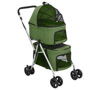 2-Layers Folding Dog Stroller Green 83x48x97 cm Oxford Fabric Pram vidaXL