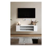 2 Layers Wall Mounted Floating TV Stand Modern TV Cabinet H&O Direct White One Size