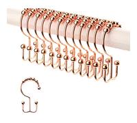 2 Lb Depot Copper Metal Shower Curtain Hooks - Set of 12 Heavy-Duty Curtain Hooks and Rings for Effortless Gliding Bathroom Shower Rods - Rust-Resistant Double-Sided Rings for Shower Curtain and Liner