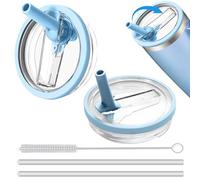 2 Leak-Proof Lids for Stanley Cup 40 oz, Replacement Lid for Stanley Cup Accessories with 2 Straws and 1 Straw Brush, Reusable Waterproof Lid for 40 oz Cups (Blue)