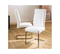 2 Leather Cantilever Dining Chairs White