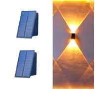 2 LED Solar Lights UP and Down Illuminate Outdoor Wall Black Sunlight Lamp Waterproof Modern Nordic Style Decor for House Garden Porch