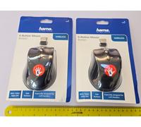 2 LEFT HANDED WIRELESS PC LAPTOP MOUSE BRAND NEW 6 Button Optical Hama Riano Lot