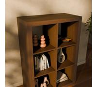 2-Level Bookshelf With 6 Compartments Walnut - Sweeek