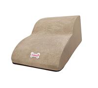 ＡＷＨＡＯ 2 Level Dog Ramp/Stairs for Beds And Sofas, Pet Stairs with Durable High Density Foam, Washable Cover, Khaki