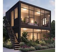 2-Level Expandable Tiny House - Foldable Modular Container Home with Bathroom & Kitchen | Mobile Prefab Home for Living, Studio, or Remote Office