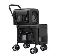 2-Level Pet Stroller for Dogs & Cats, Foldable 4-Wheel Pet Cart with Removable Cabin Bag, Lightweight & Portable Dog & Cat Carrier for Outdoor Travel