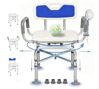 2-level Width Adjustable 360° Heavy Duty Swivel Shower Chair for Inside Shower and Tub w/Reinforced X-Bar, 550lb Shower Seat for Bathtub w/Arms and Back for Seniors, Handicap, Elderly and Disabled