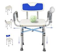 2-Level Width Adjustable Heavy Duty Shower Chair for Inside Shower and Tub w/Reinforced X-Bar, 550lbs Shower Seat for Bathtub with Arms and Back for Seniors, Handicap, Bariatric, Elderly and Disabled