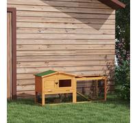 2 Level Wooden Rabbit Hutch Water Resistant Roof Pull out Tray PawHut Yellow One Size