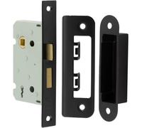 2 Lever Sashlocks with Square Forend and Radiused Strike Plate in Sleek Black Finish - Door Lock