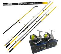 2 LFS Beachcaster Sea Fishing Rod 12ft 2pc Lidsters Atlantic Reel 70 Reel Yellow