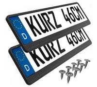 2 licence plate holders, short, 46 x 11 cm, car number plate holder, carbon, short licence plate holder, 460 mm x 110 mm, short number plate holder