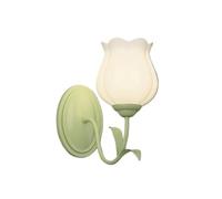 2 Light Bathroom Wall Sconce Tulip Milk Glass Flower Wall Mounted Double Lamp Vanity Light Over Mirror Nordic Modern Green Floral Wall Lamp for Girls Bedroom Bedside Hallway Living Room(Tulip,1 light)