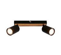 BRILONER - 2 GU10 Spotlight Ceiling Lights, max 9W, On/Off, spot Lights Ceiling, Ceiling Lights Living Room, Kitchen Lights Ceiling, Ceiling Lights for Bedroom, 25.5 cm, Black Wood
