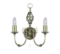 2 Light Bulbs Antique Brass Finish Lobby Hallway Wall Fit Bracket Fixture Light