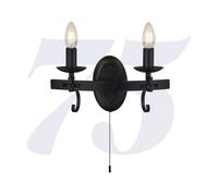 2 Light Bulbs Black Finish Wall Fitting Bracket Light Candle Lamp Style Holders