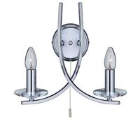 2 Light Bulbs Chrome Finish Twist Arms Wall Fitting Bracket Light Glass Sconces