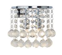 2 Light Bulbs Chrome Round Wall Fitting Bracket Light Crystal Balls and Spheres