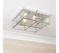 Flush 2 Light Chrome Finish Box With Clear Glass Shade