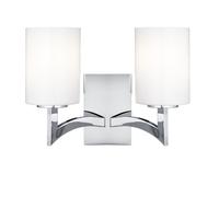 2 Light Chrome Wall Light Opal White Glass Cylinder Shades