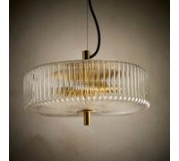 2 Light Clear Ribbed Glass Collection including Floor Lamp in a Brass finish K LIVING Gold One Size