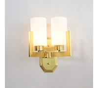 2-light Copper Wall Light Glass Shade Modern Wall Lamp, Indoor Brass Wall Wash Lights American Style Flush Mount Wall Lamps for Living Room Bedroom Bedside Hallway Entrance