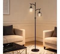 2-Light Modern 66.9" Tree Floor Lamp Birdcage Floor Light Black Standing Lamp with LED E26 Dimmable Iron Tall Fixtures for Living Room Bedroom Study Dining Room Meeting Room