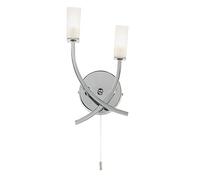Endon Havana 2 x 25W Dimmable Wall Light Chrome Plate Frosted Glass 146-2CH
