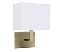 2 Lights Antique Brass Wall Fitting Bracket Light with White Rectangular Shade