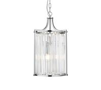2 Lights Chrome Finish Ceiling Fitting Pendant Light With Clear Crystal Glass
