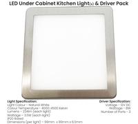 2-Piece Brushed Nickel Ultra-Slim Led Under Cabinet Lighting Kit With Driver - Natural White Glow