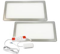 (2 Lights & Driver) BRUSHED NICKEL Slim Under Cabinet Lights & Driver - Natural White Diffused LED