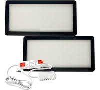 (2 Lights & Driver) MATT BLACK Low Profile Under Cabinet Light & Driver - Natural White Diffused